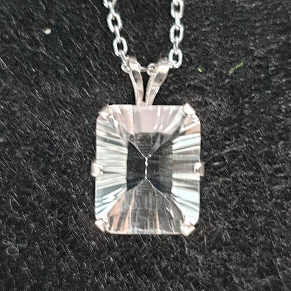 Elegant Vintage Italy 925 Silver 4 CT Genuine White Topaz Minimalist Necklace - Picture 11 of 11